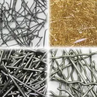 Four steel fiber types for concrete: hooked-end, brass-coated micro, crimped and loose straight fibers